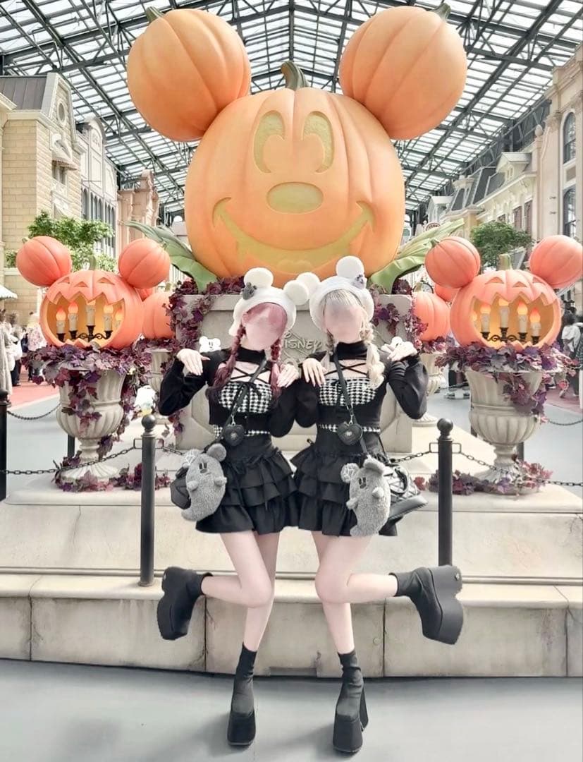 honey mewハニーミュウ 千鳥柄ハイネックアンサンブルトップス