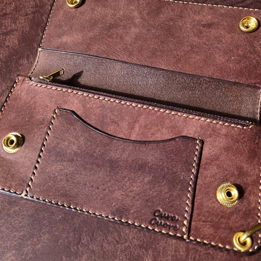 283ロング　トラッカーウォレット イタリアンレザーMARGOT【ダークブラウン