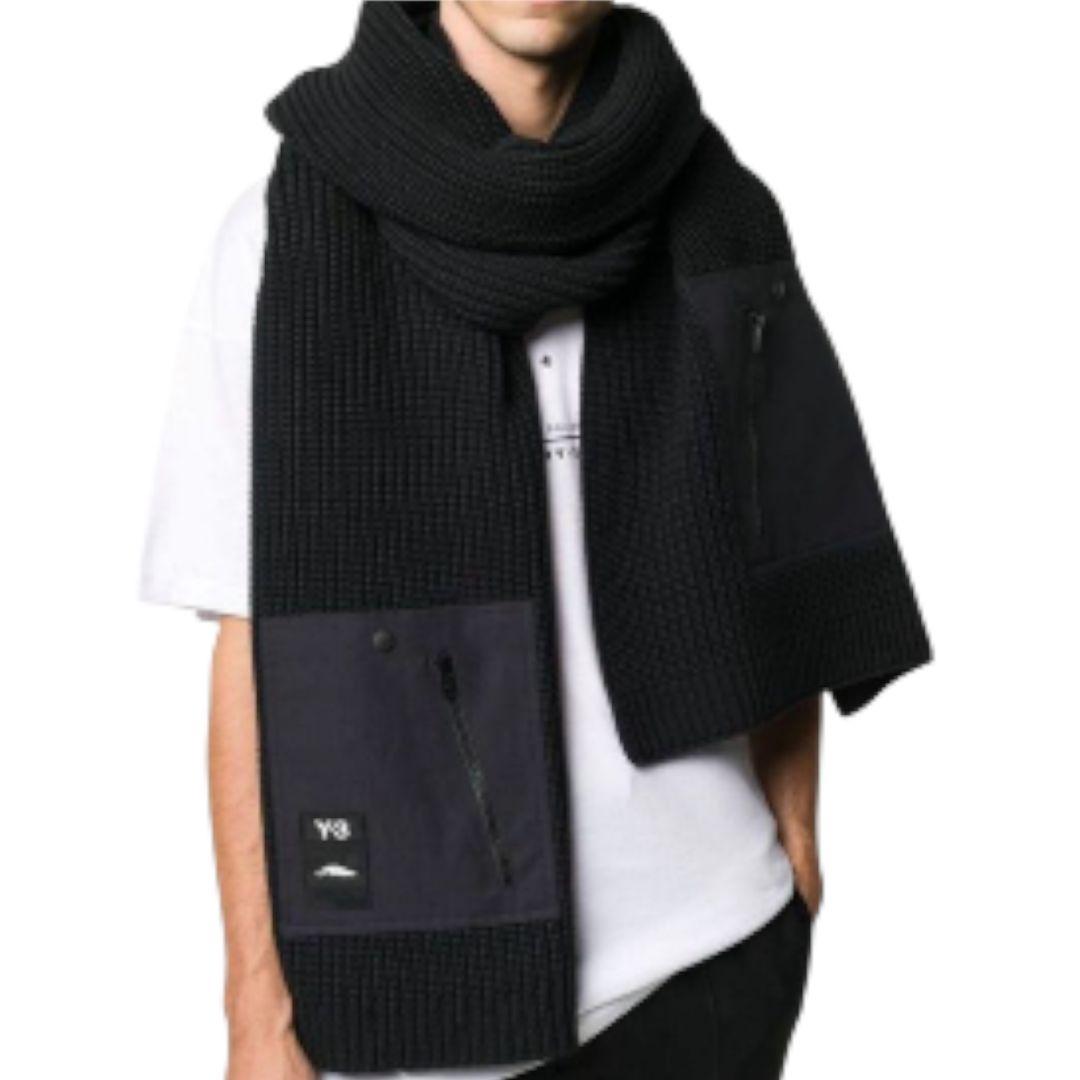 ✨Y-3 adidas ジッパーポケット付き コットン マフラー 黒