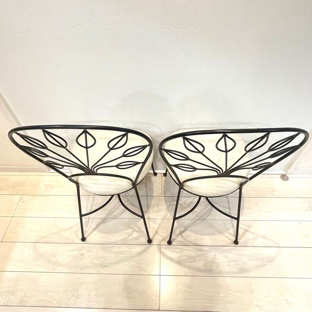 【希少】オリバー アイアンチェア 2脚セット カフェ風 ガーデンチェア 北欧