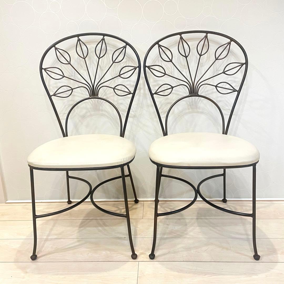 【希少】オリバー アイアンチェア 2脚セット カフェ風 ガーデンチェア 北欧