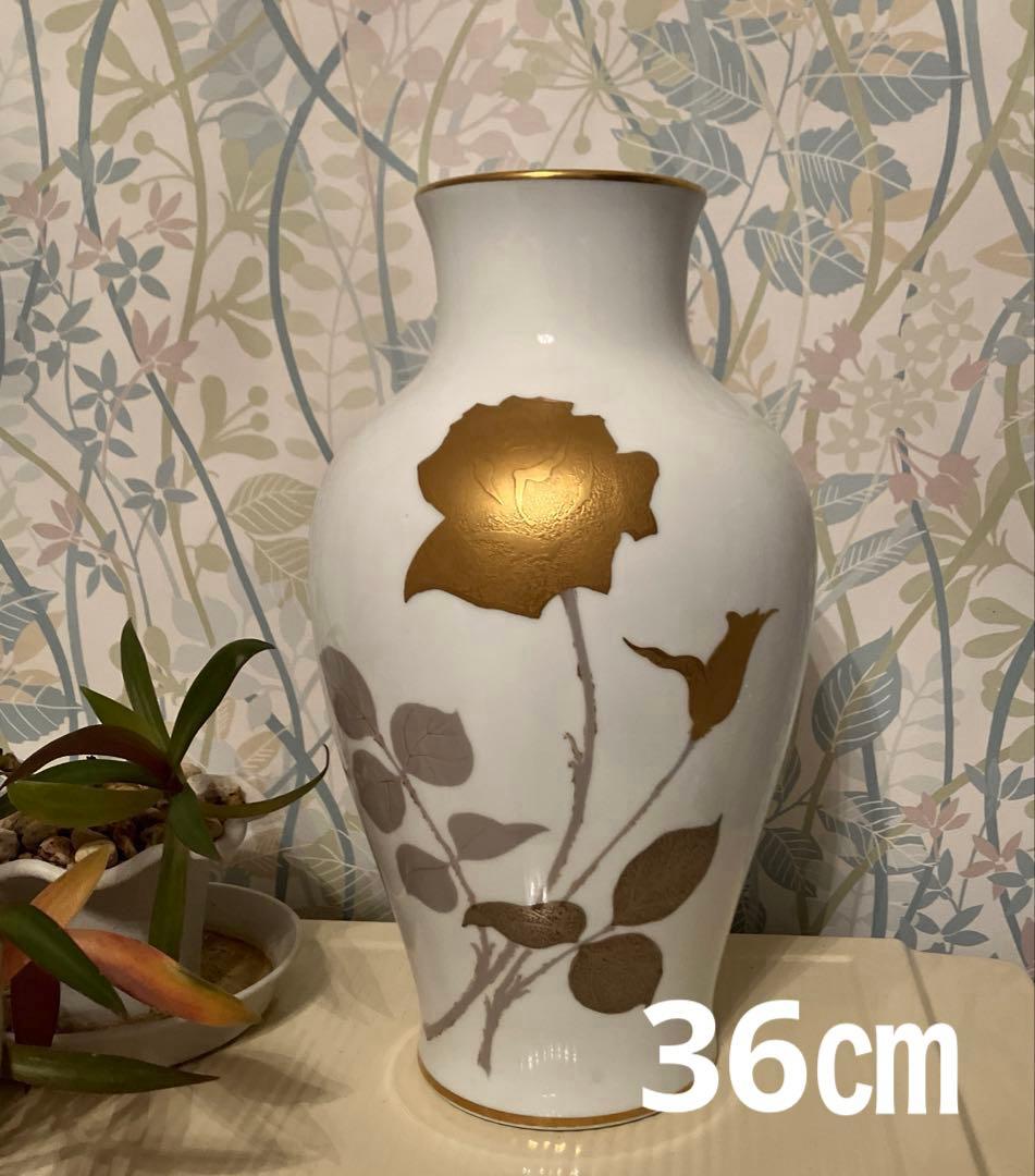 大倉陶園 OKURA 金 金蝕バラ 薔薇 花瓶 フラワーベース 金彩　36㎝