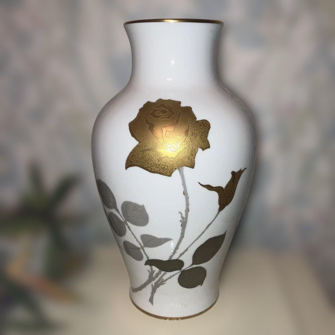大倉陶園 OKURA 金 金蝕バラ 薔薇 花瓶 フラワーベース 金彩　36㎝