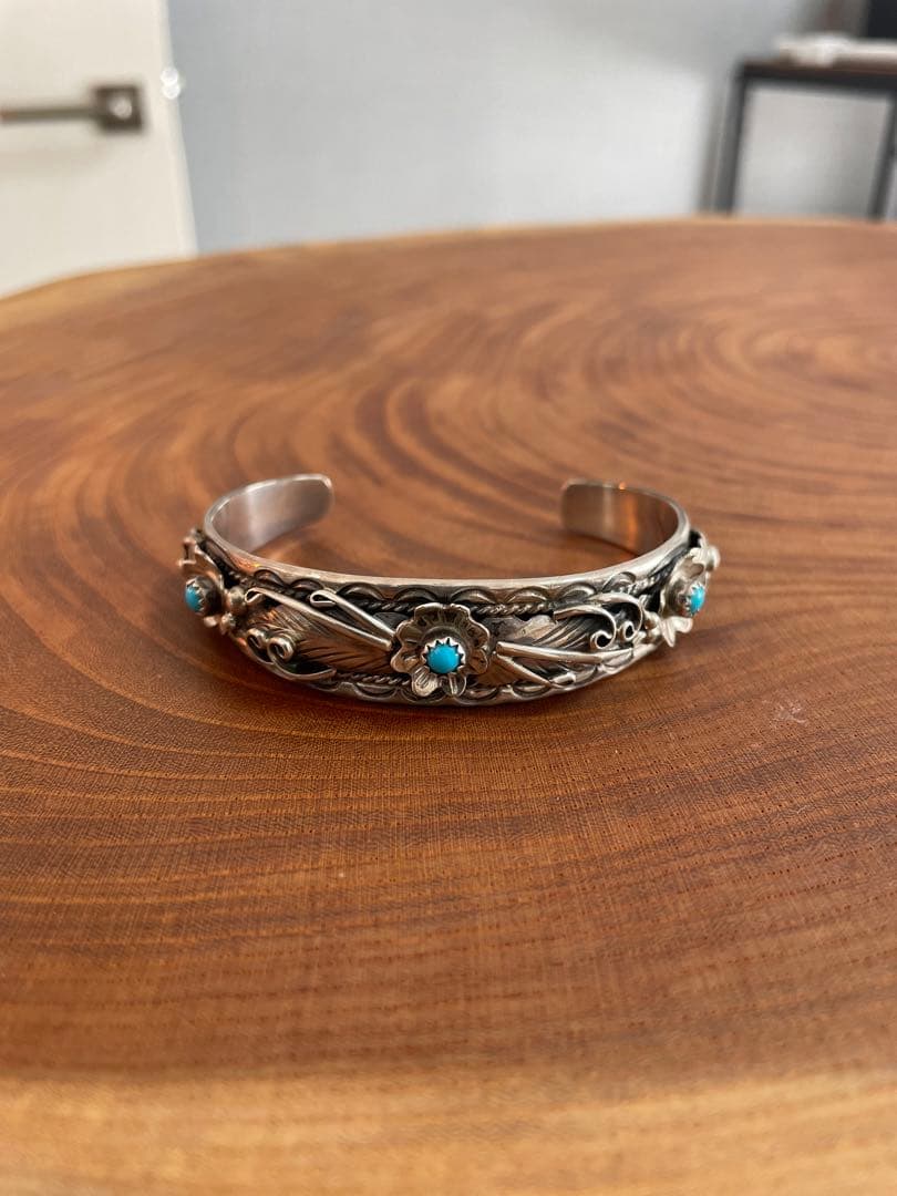 shinya 　NAVAJO ターコイズ装飾シルバーバングル　BJ刻印