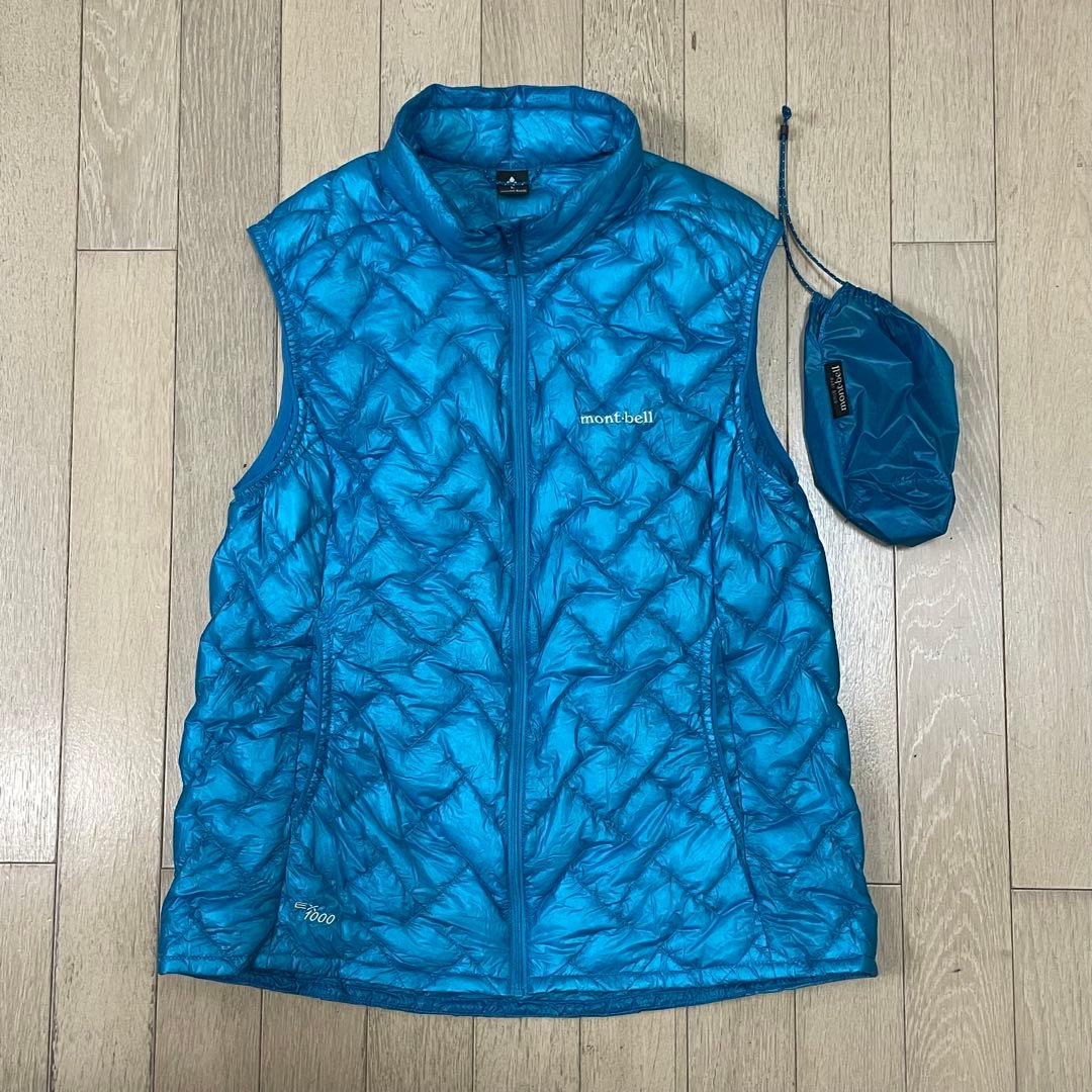 JOG　モンベル　プラズマ1000 ダウン ベスト　レディースL ブルー系