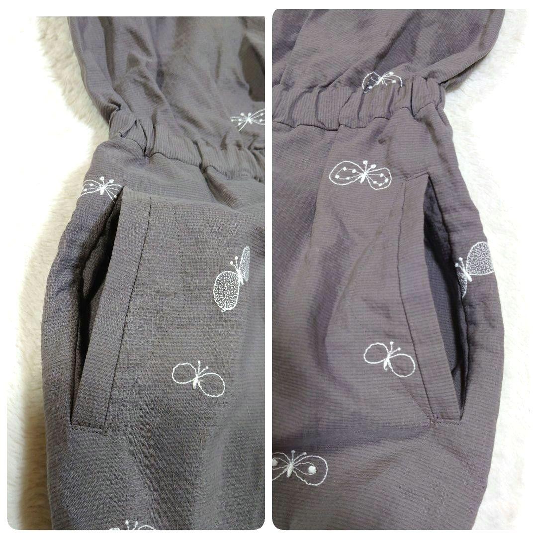 ミナペルホネン サロペット choucho グレー 麻 ストレッチ 日本製 美品