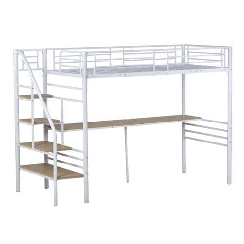 ロフトベッド 階段付き パイプベッド シングル コンセント付き 大人 子供