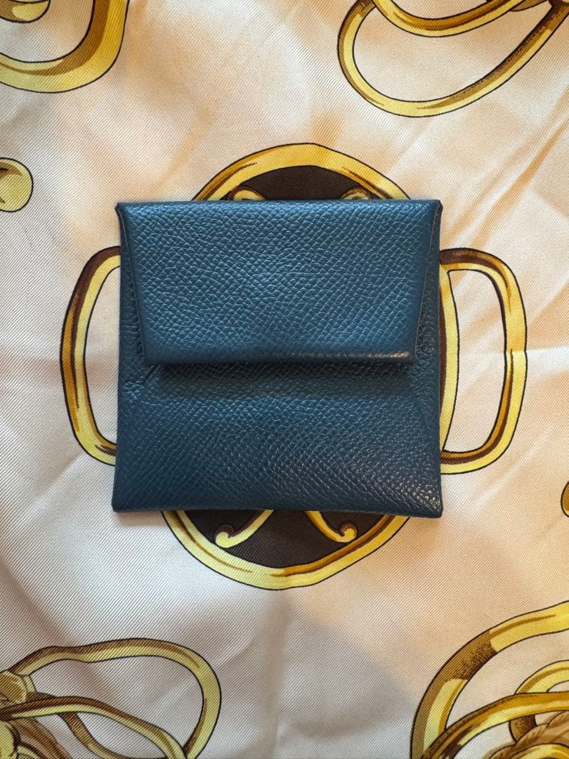 HERMES バスティア　ダークブルー レザー ケース