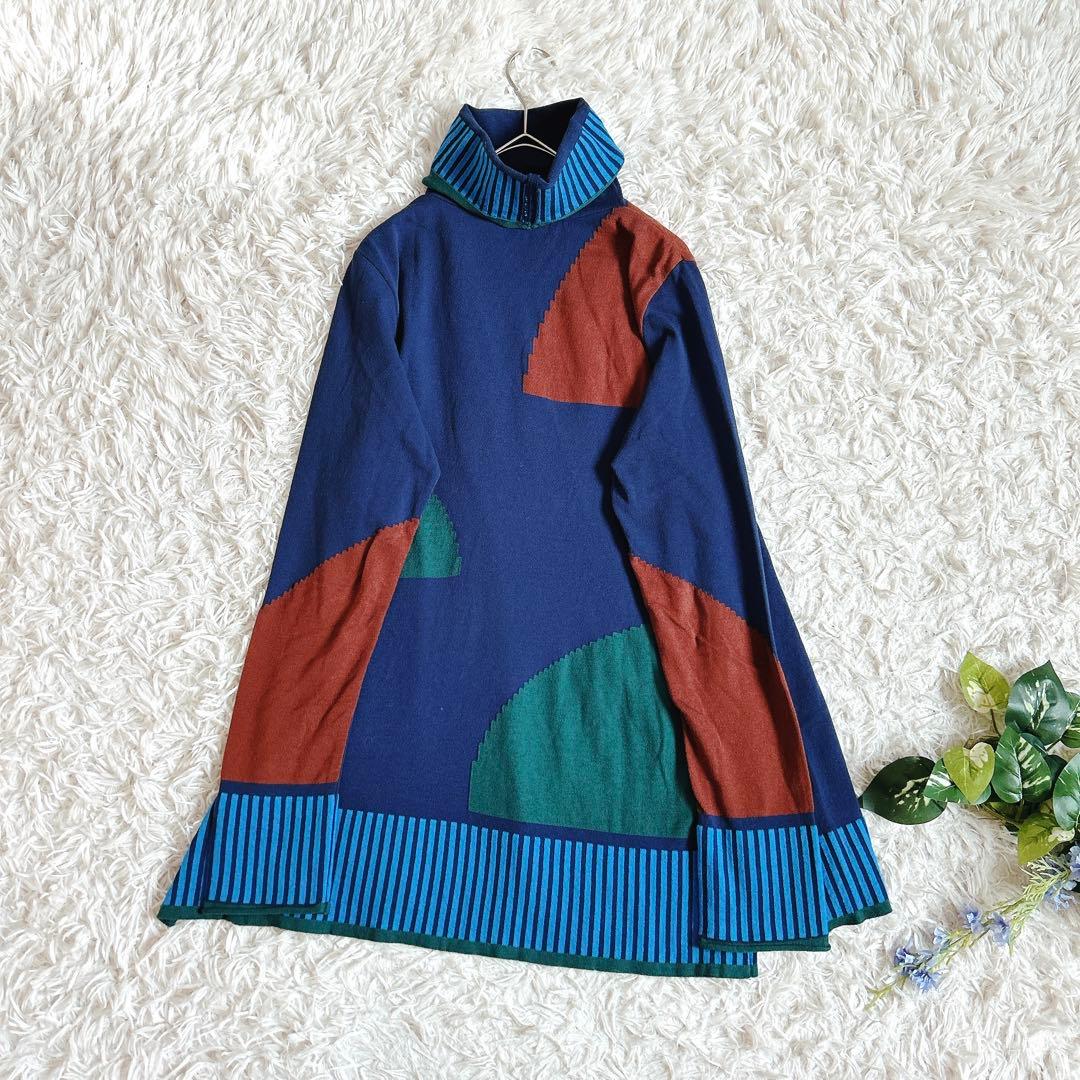 極美品⁂センソユニコ⁂アンキチ⁂タートルネックプルオーバー　ややロング　総柄　M