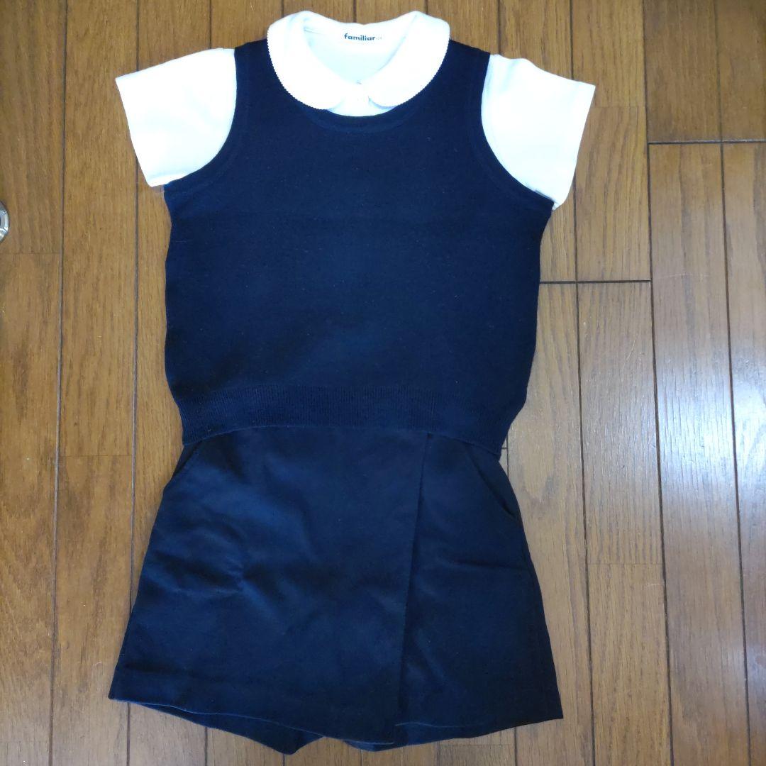 受験 ファミリア 女の子 110ブラウスとラップキュロット 120ベストセット