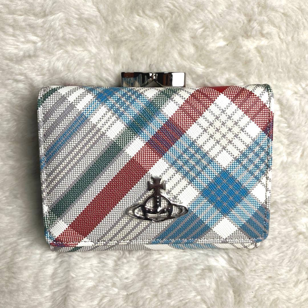【未使用】Vivienne Westwood✨三つ折りミニ財布　チェック　がま口