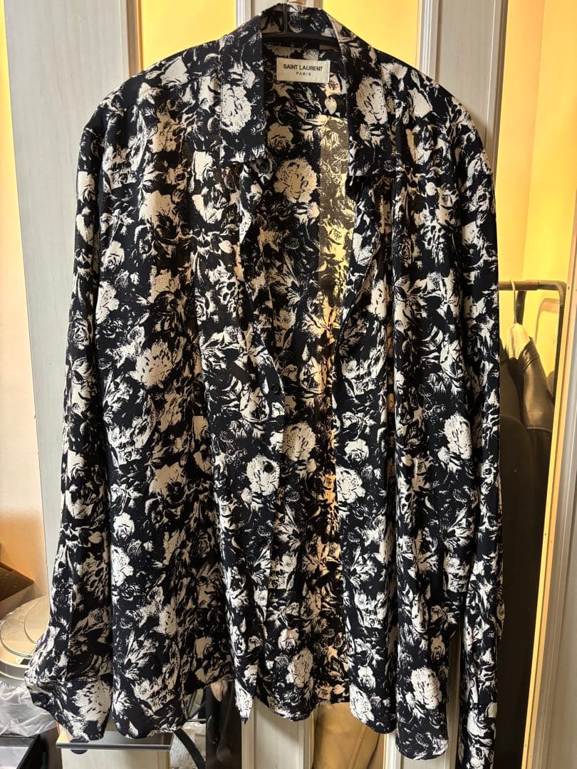 総柄フラワーシルク長袖シャツ20ss