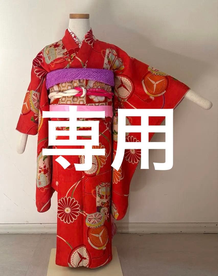 5歳　6歳　7歳　七五三　 アンティーク正絹着物、帯、帯揚げ、帯締め、しごき