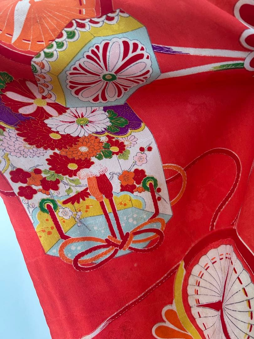 5歳　6歳　7歳　七五三　 アンティーク正絹着物、帯、帯揚げ、帯締め、しごき
