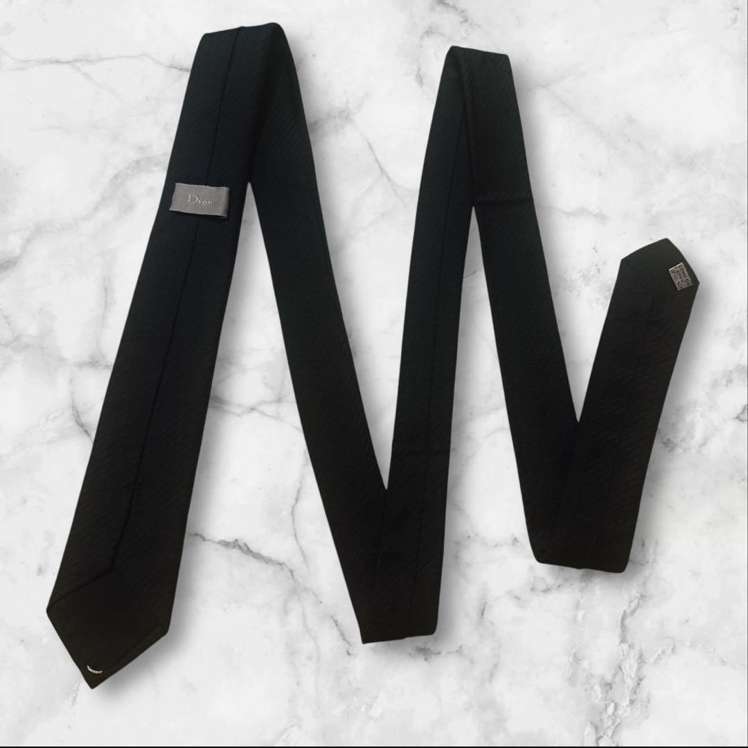 Dior HOMME ブラック　黒　シルク ネクタイ　レジメンタル　ストライプ