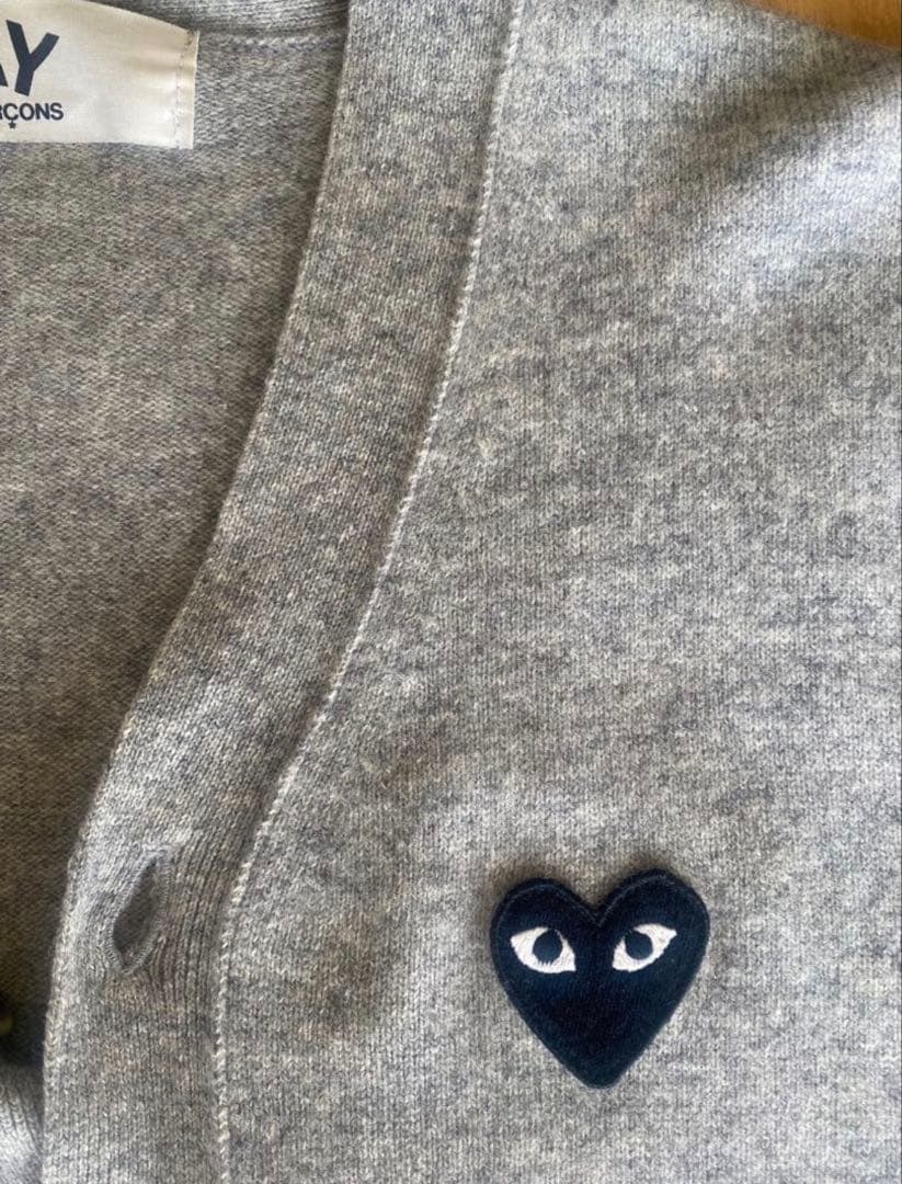 PLAY コムデギャルソングレー カーディガン ハート刺繍