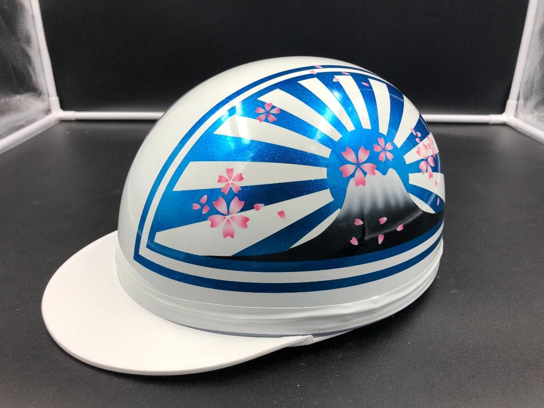 コルク半　カスタム　富士日章　三つボタン　ホワイトブルー　ラメ　桜　高級クリヤ