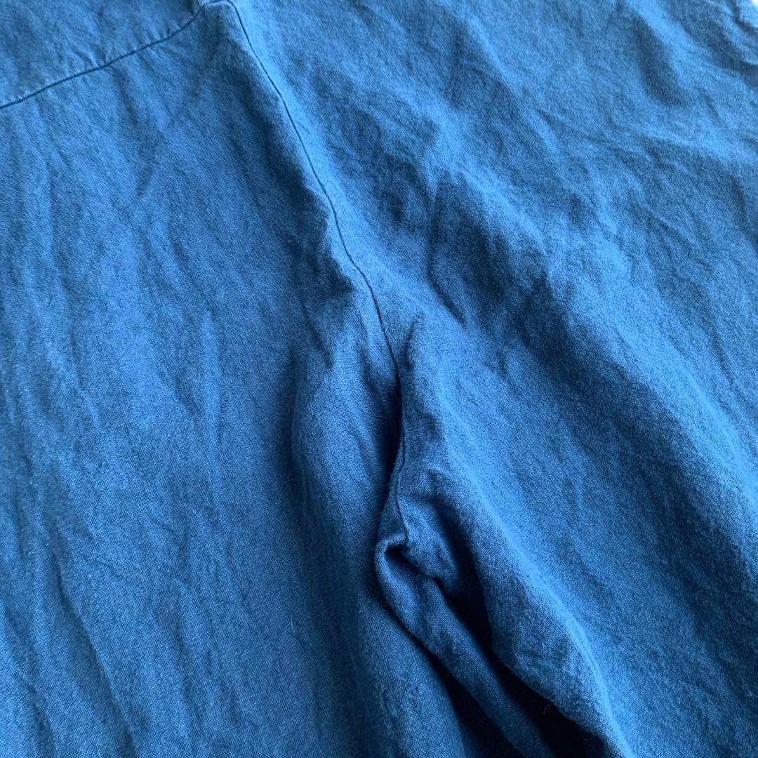 中川政七商店 厚手麻のサロペット 藍青 オールインワン リネン ブルー