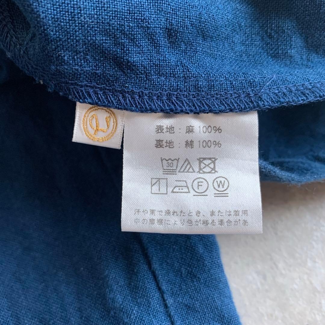 中川政七商店 厚手麻のサロペット 藍青 オールインワン リネン ブルー