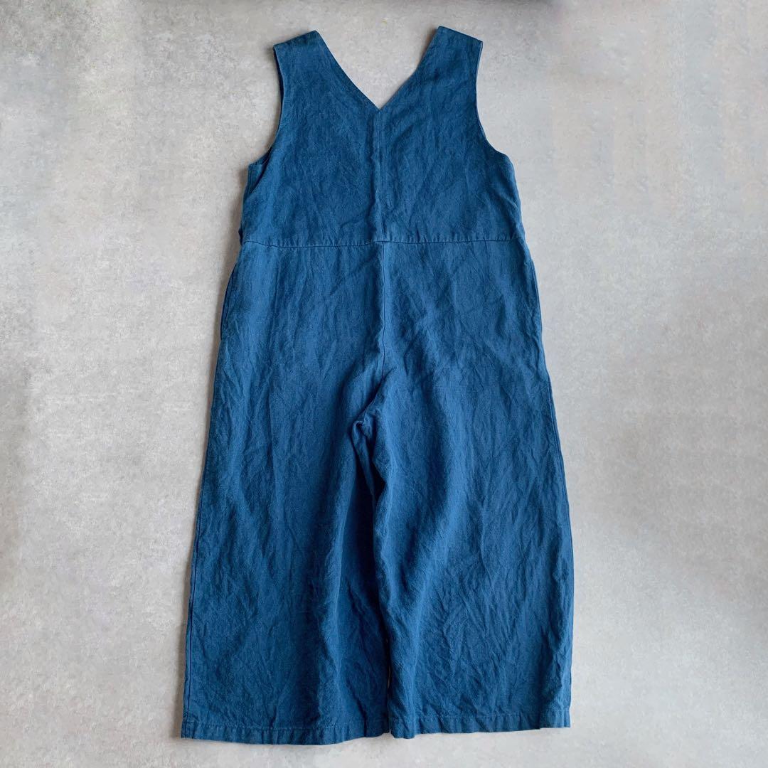 中川政七商店 厚手麻のサロペット 藍青 オールインワン リネン ブルー
