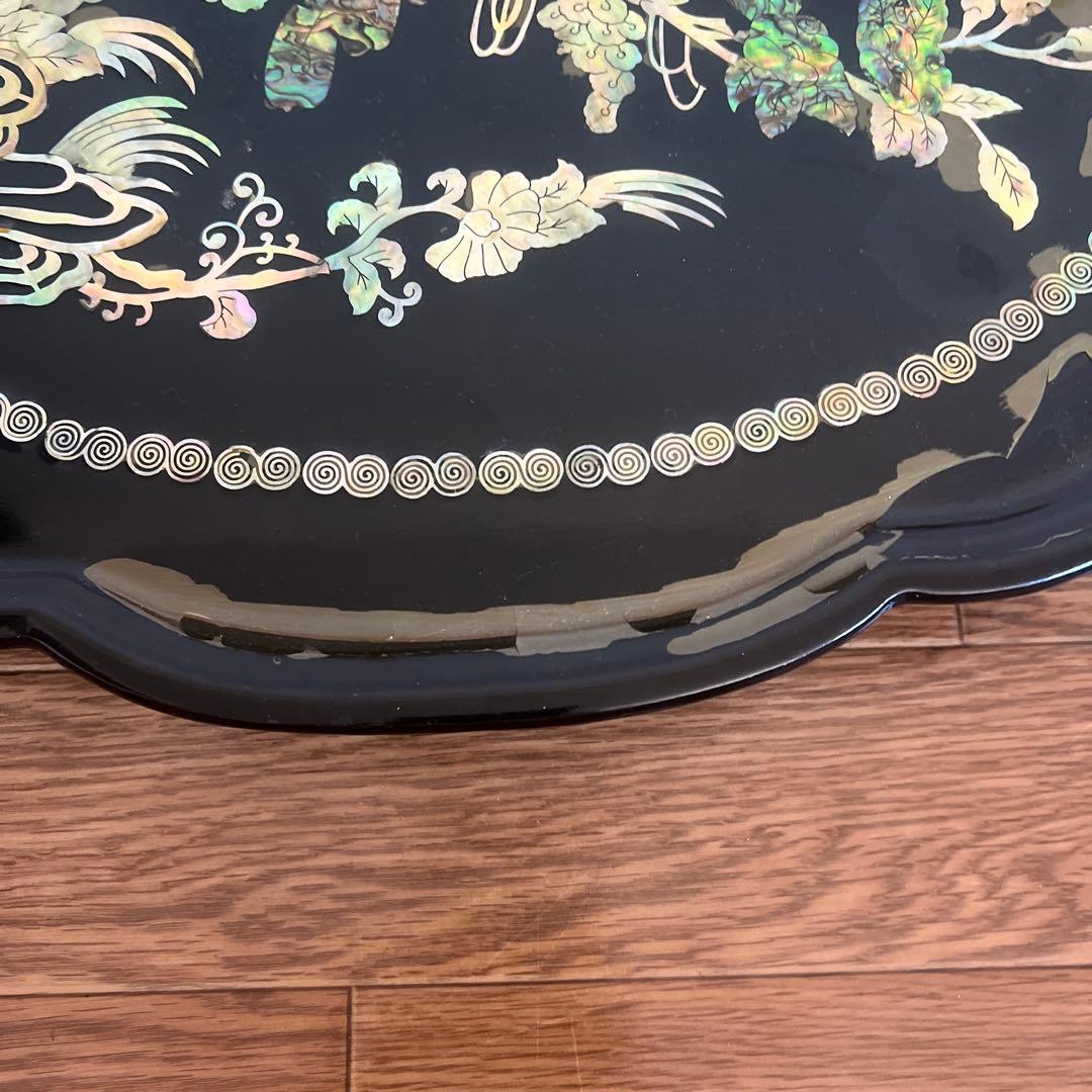 韓国　螺鈿細工 折りたたみ座卓 折りたたみ円形テーブル