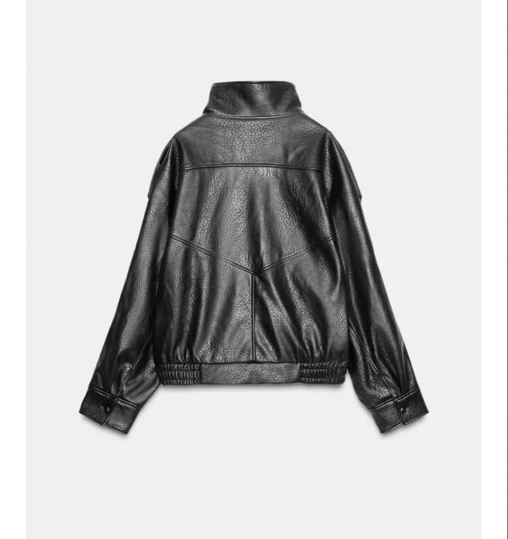 タグ付き新品★ZARAのフェイクレザージャケット★Lサイズ★ブラック色