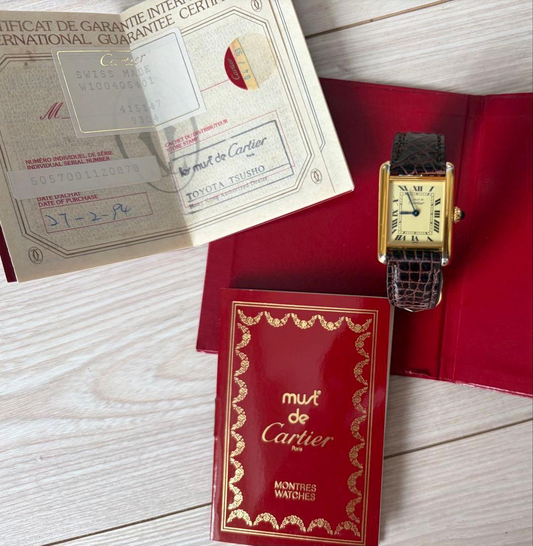 保証書付き❗️純正Dバックル　カルティエ SM マストタンク　ヴェルメイユ