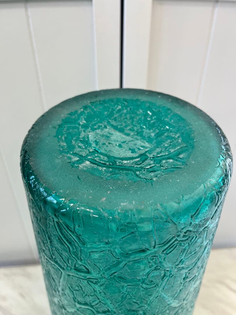 貴重！　巨大吹きガラス　アイスクラック　フラワーベース　花瓶　アンティークアート