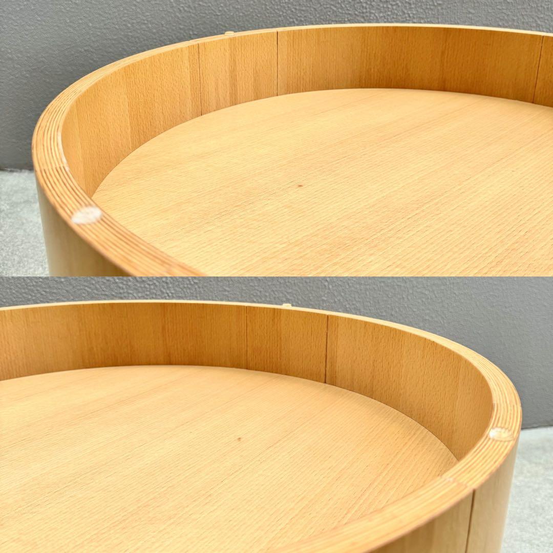 美品✴︎天然木 ラウンド サイドテーブル ガラス コーヒーテーブル ソファ 国産