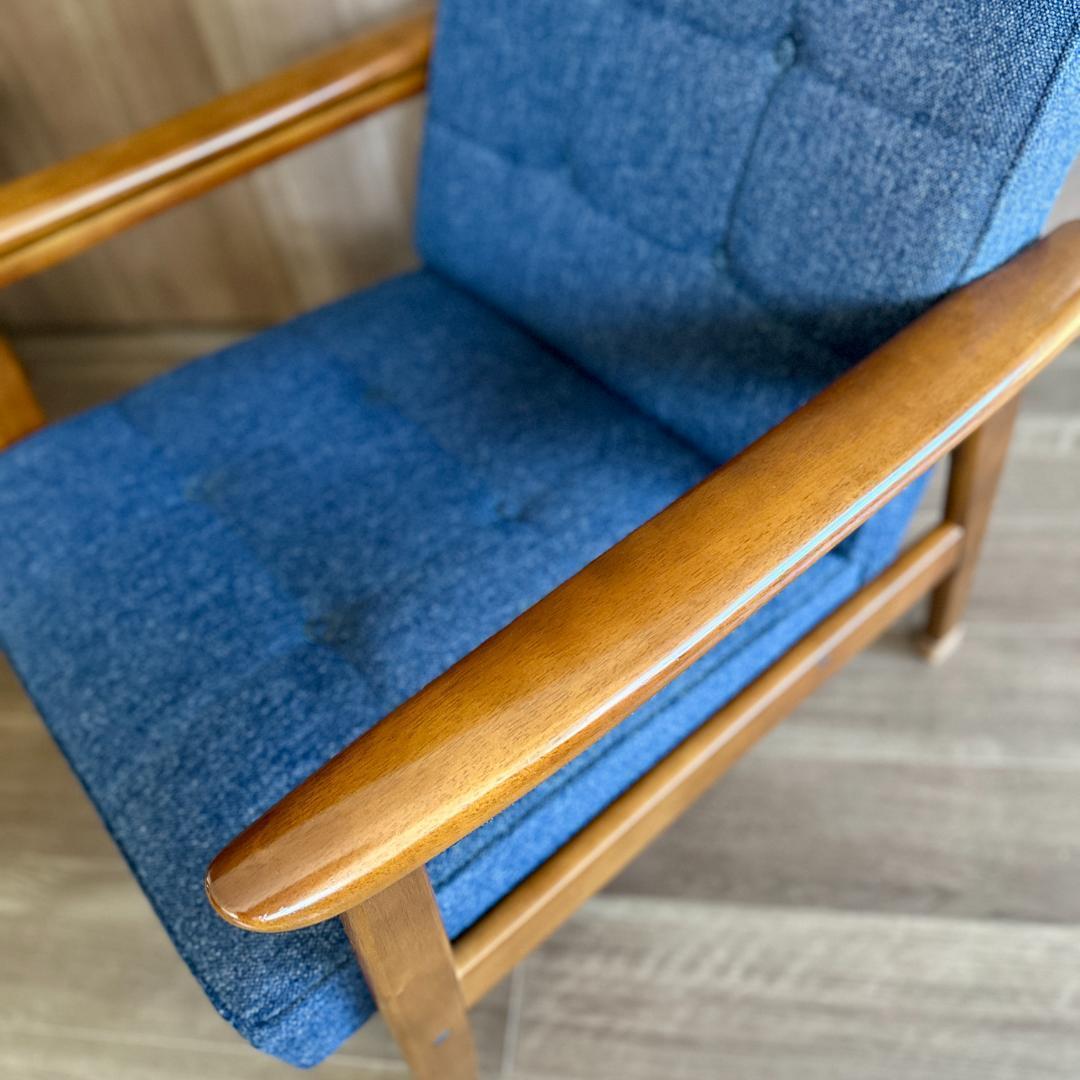 【カリモク60】Kチェア 1シーター 一人掛けソファ ブルー