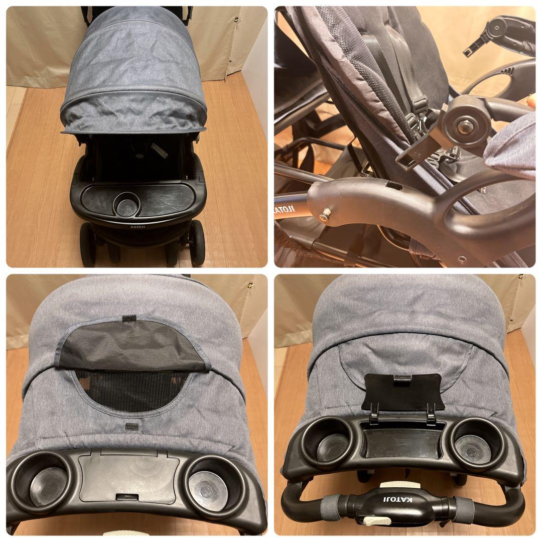 【動作確認済】カトージ 二人でゴーDX デニム 二人乗りベビーカー