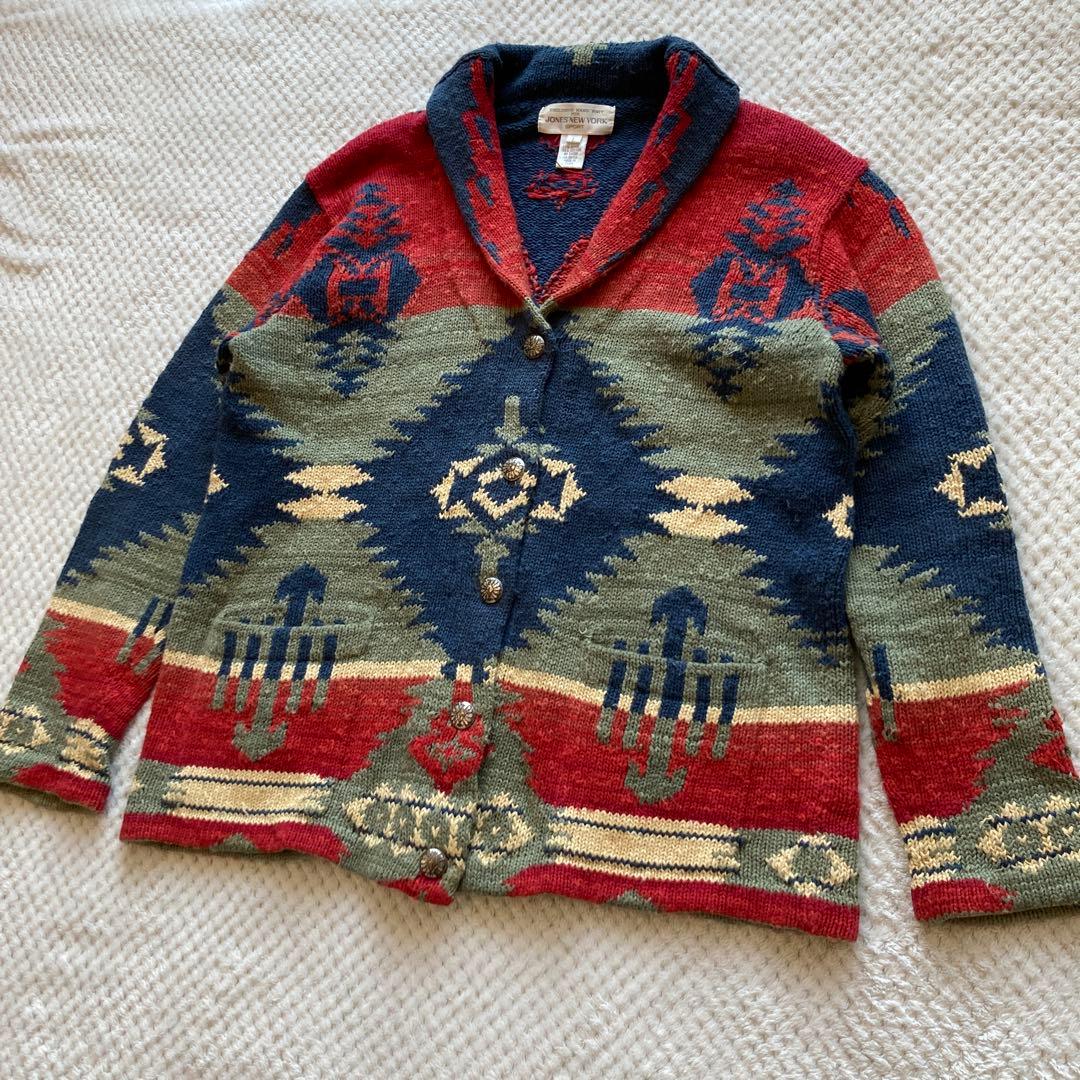 90s JONES NEW YORK ネイティブ柄 カーディガン ラルフローレン