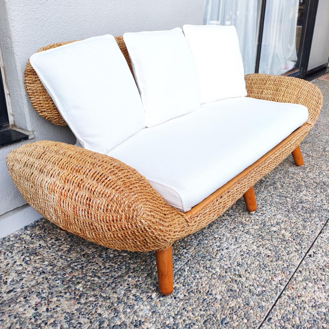 ラタン ２人掛けソファ バリ風リゾートデザイン 籐家具 ヴィンテージ