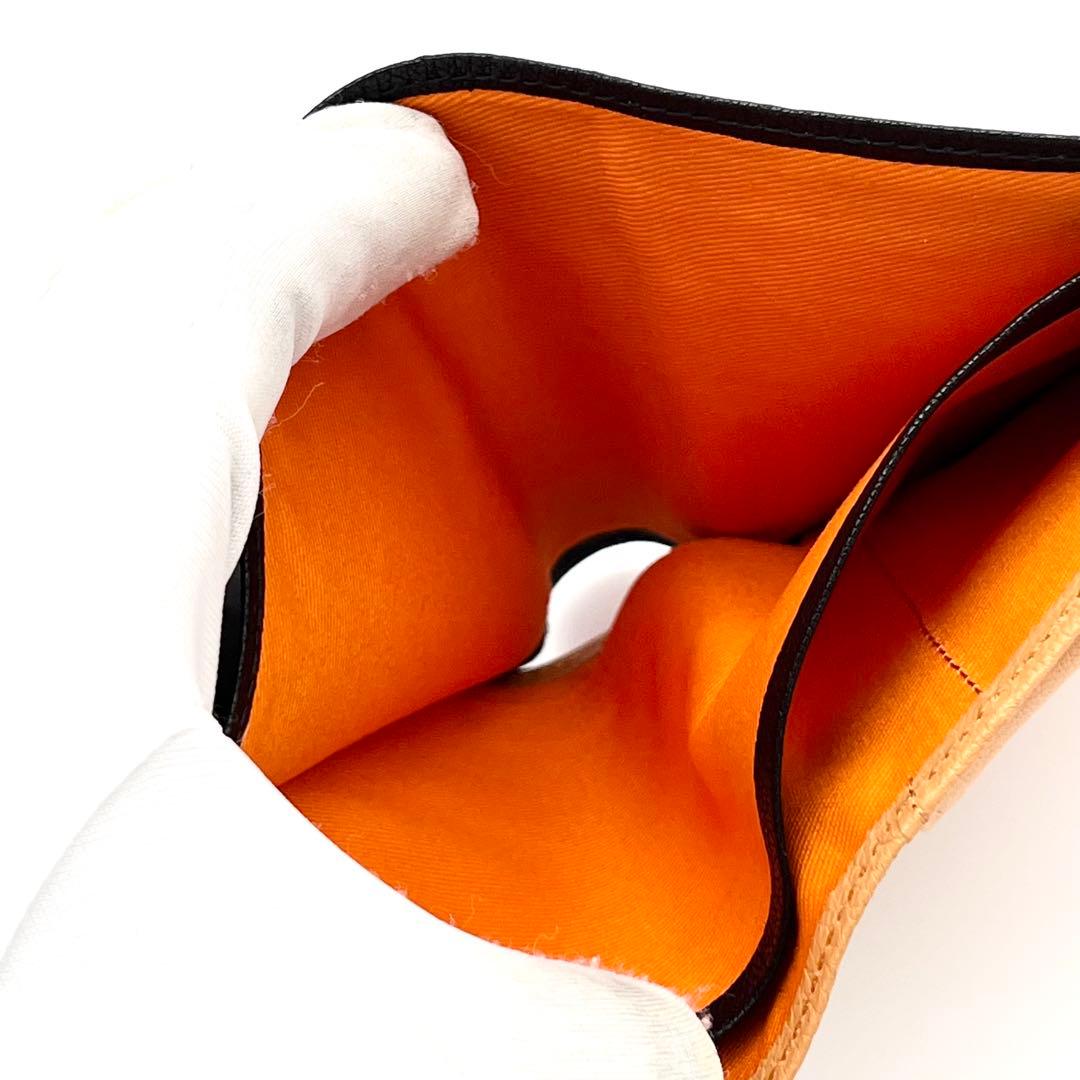 【新品未使用品】PORTER ダブル　二つ折り財布　レザー　ブラック×オレンジ