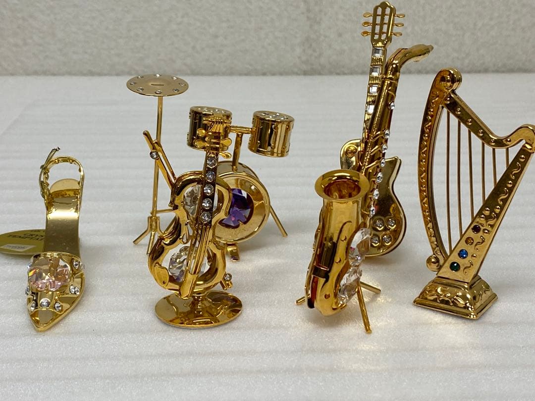 3-2673 スワロフスキー　ミニチュアハイヒール・楽器5点セット