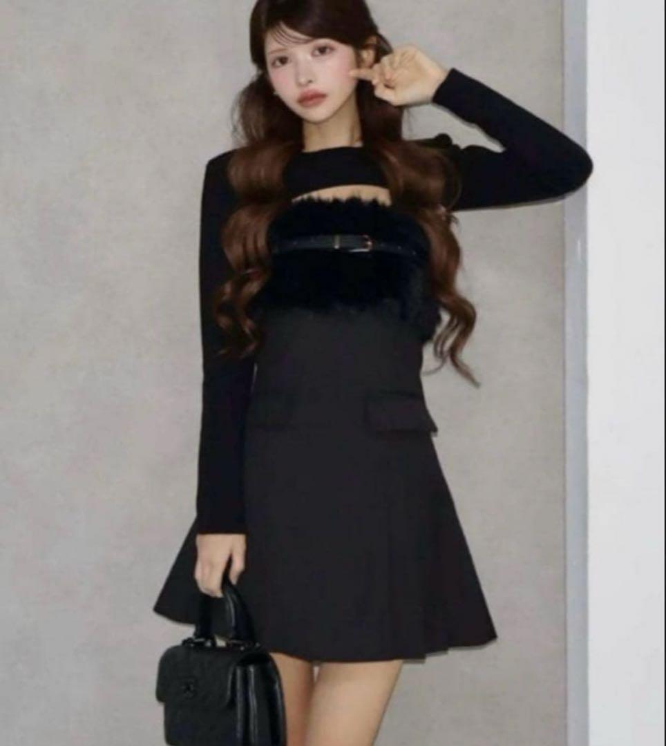 ワンピース Randy Fluffy trench mini dress