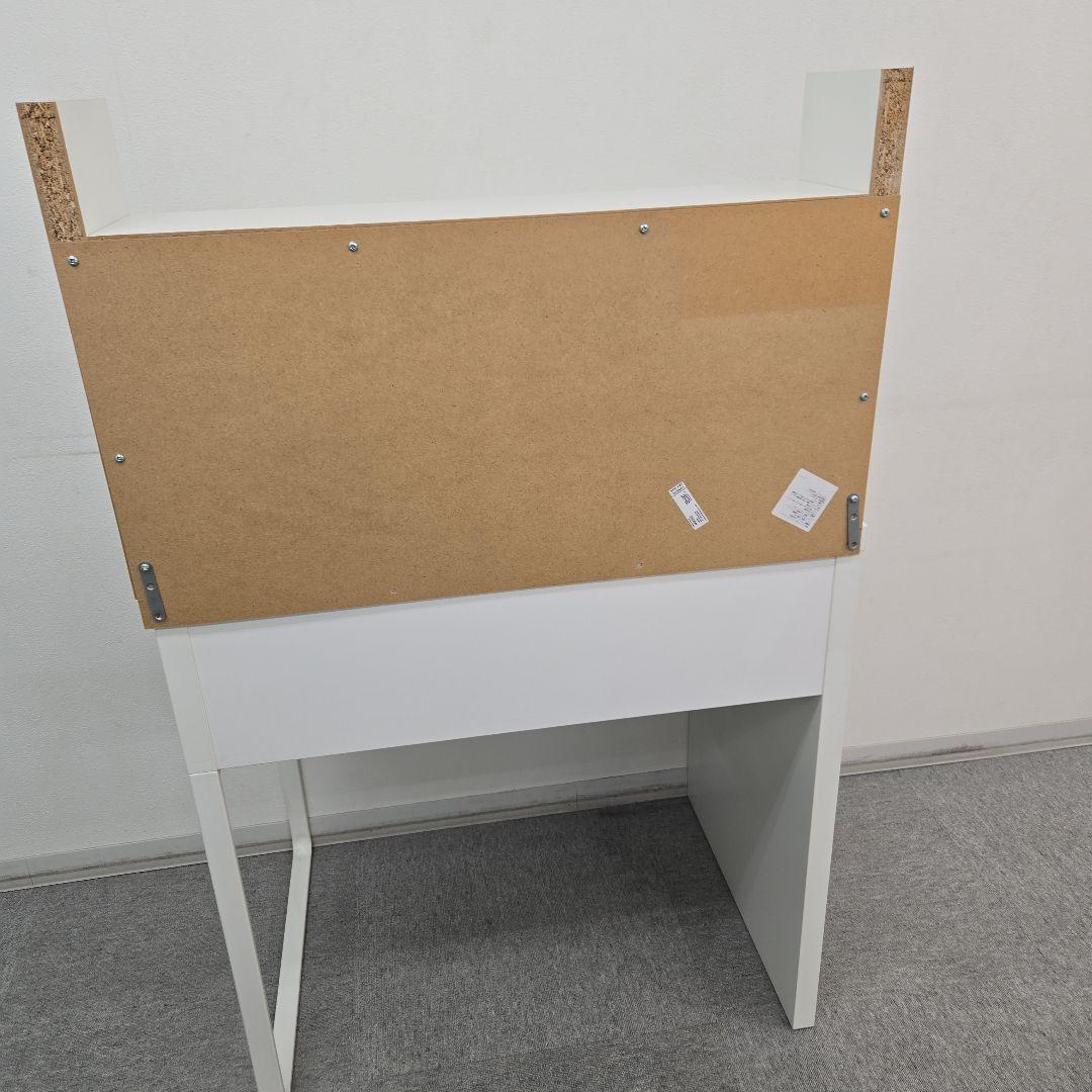 値下げ【美品】IKEAイケア MICKEミッケ ホワイト上部棚付き 引き出し付机