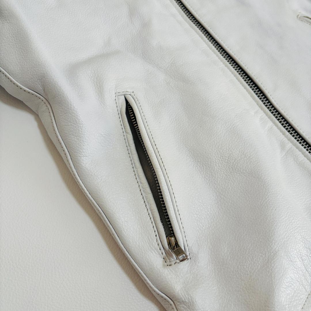 FREEDOM ライダースジャケット バッファローレザー シボ革 M ホワイト