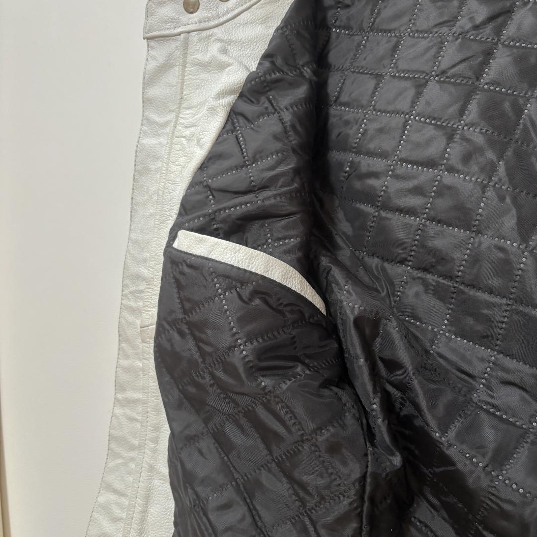 FREEDOM ライダースジャケット バッファローレザー シボ革 M ホワイト