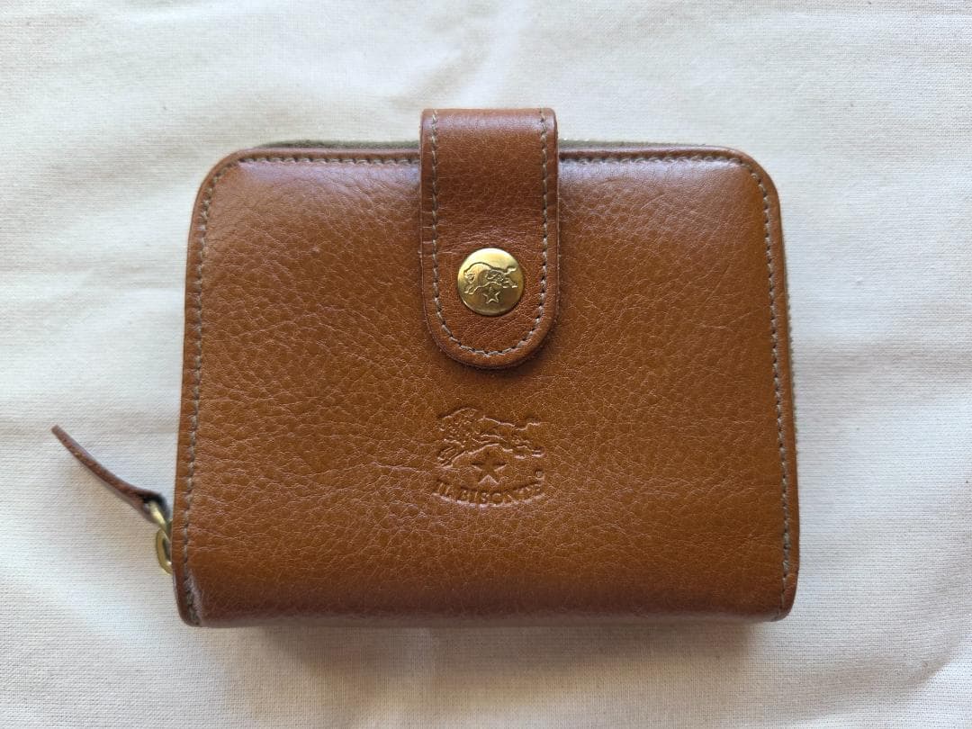 イルビゾンテ レザー 二つ折り財布 シボ ウォレット キャメルブラウン