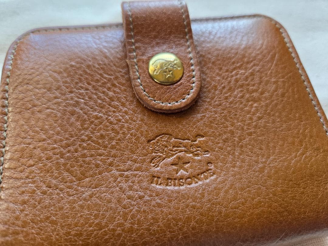 イルビゾンテ レザー 二つ折り財布 シボ ウォレット キャメルブラウン