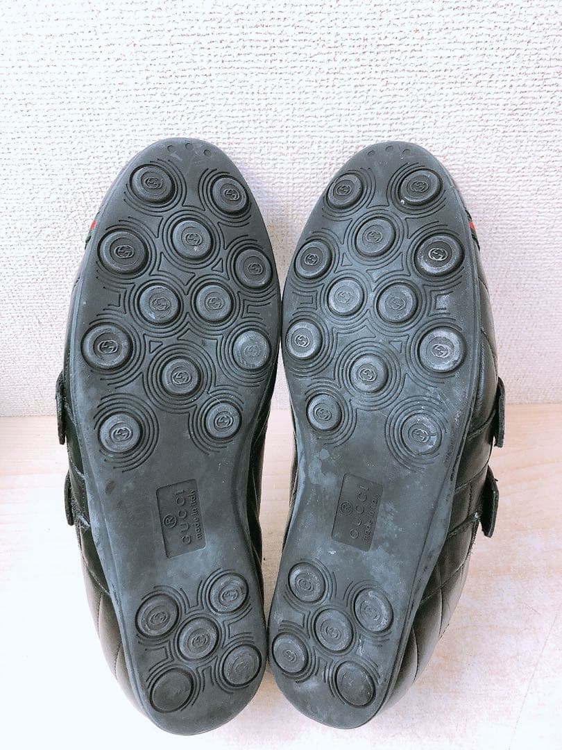 S*様 GUCCI グッチ ブラックレザー スニーカー 黒 マジックテープ メン