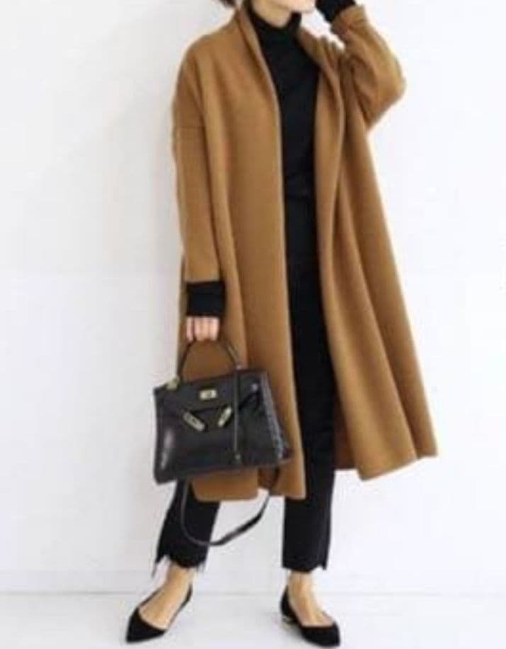 未使用に近い☆ドゥーズィエムクラス☆スムースニットガウンコート☆ウール100%