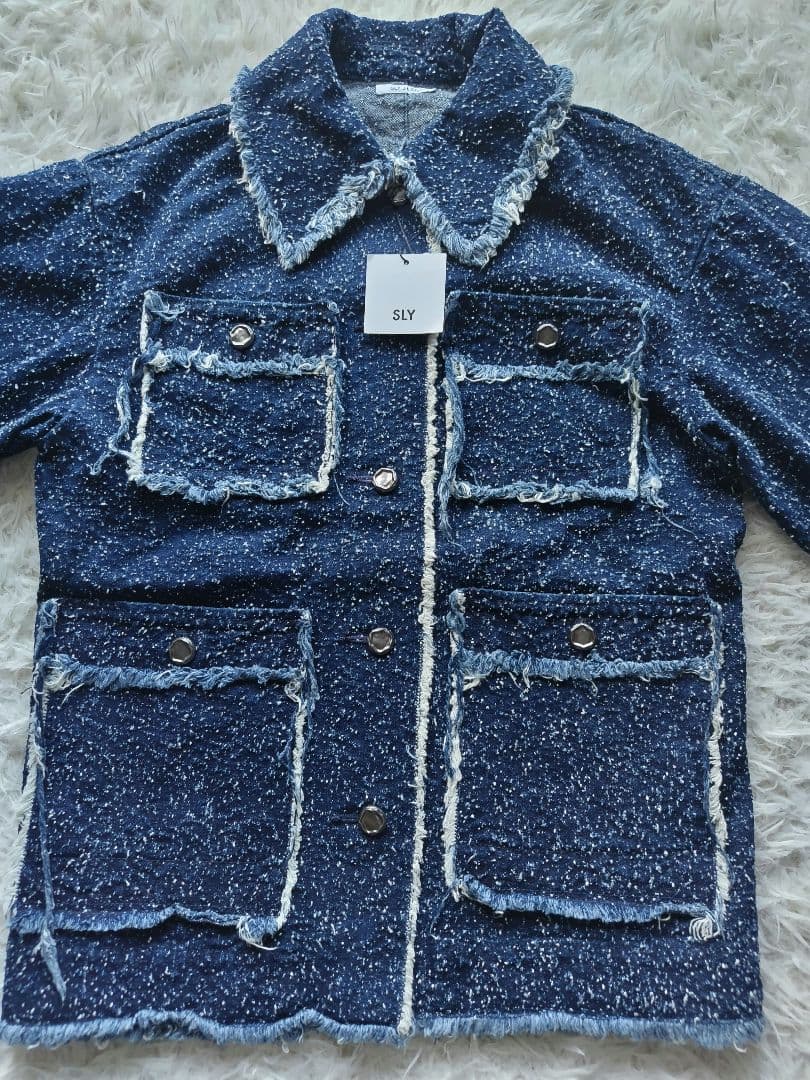 SLY ツイード　ジャケット　デニム　GRAIN TWEED JK-BE