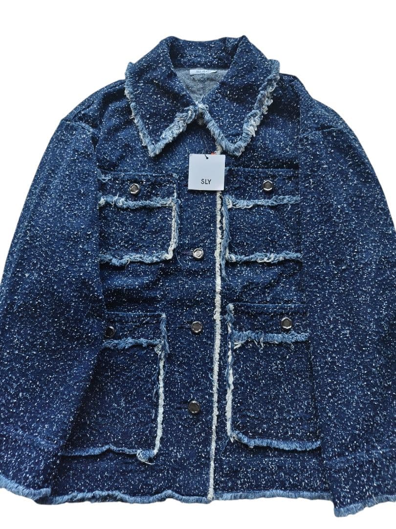 SLY ツイード　ジャケット　デニム　GRAIN TWEED JK-BE