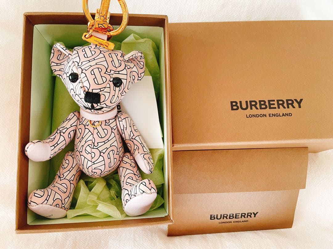 美品✨BURBERRY トーマスベア キーホルダー　モノグラムピンク