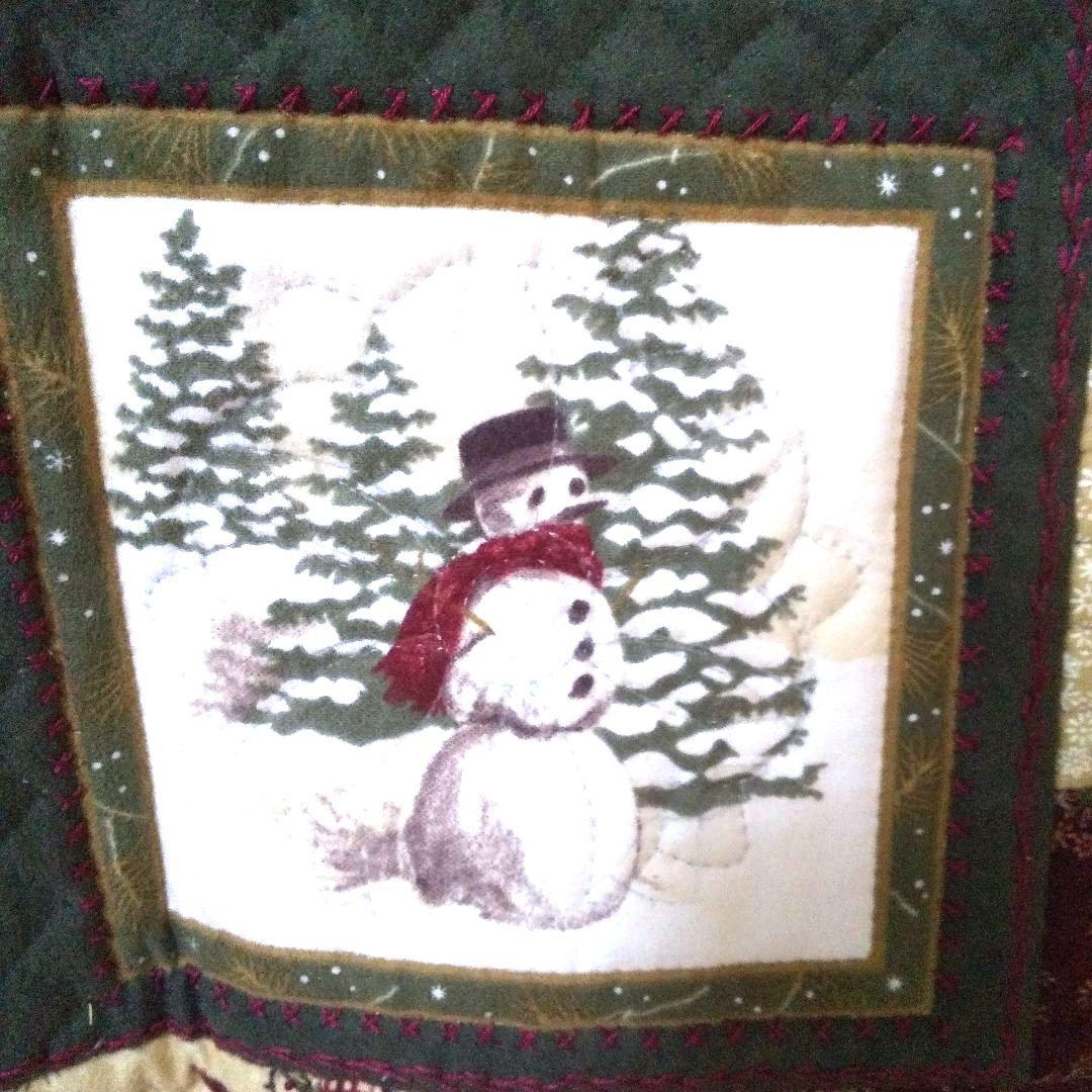 大人なクリスマスタペストリー 冬の風景 パッチワークキルト