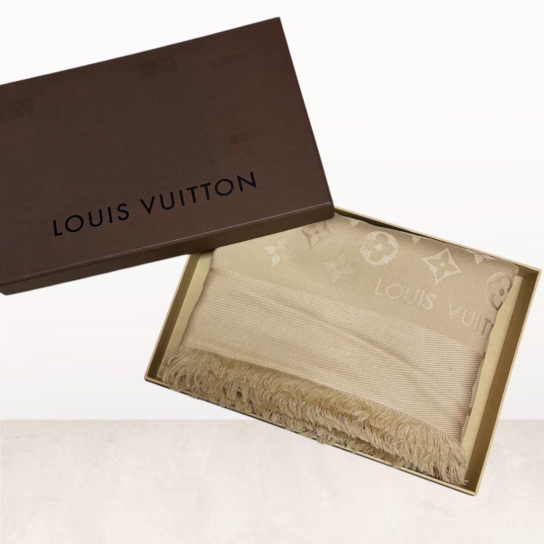 箱付き/美品✨ルイヴィトン 大判 ストール モノグラム シルク60% ベージュ