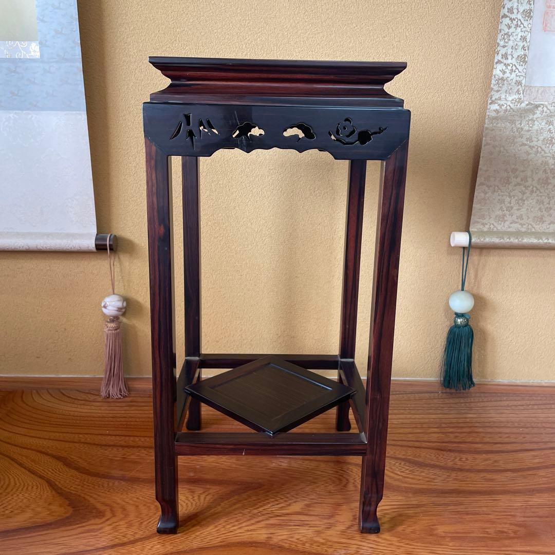 盆栽台 花台 飾り台 香炉台 花瓶台 サイドテーブル 木製 花梨材 アンティーク