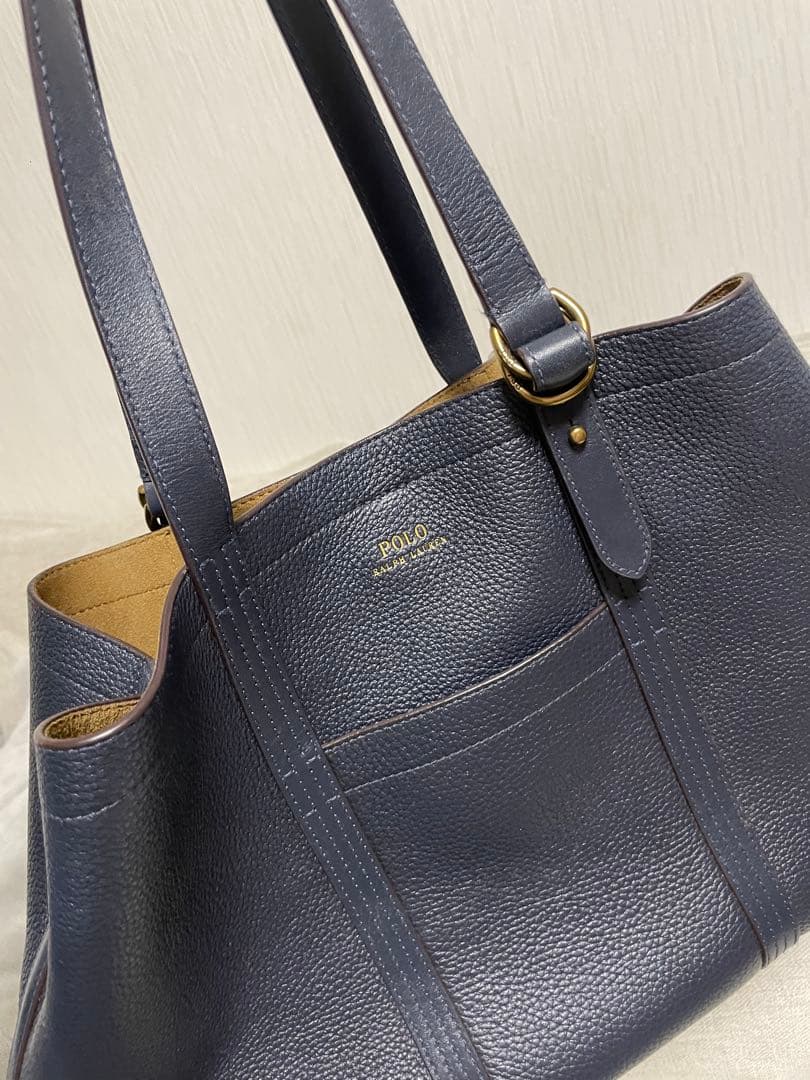 ネイビー レザー トートバッグ